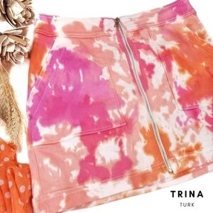 New Trina Turk  Multicolored Zipper Front Skirt Sz 6